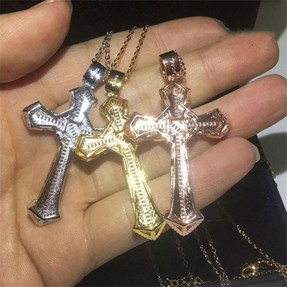 Preva Liontin Salib Wanita Fashion Kalung Lokomotif Rock Punk Vintage Jesus