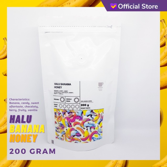 

kopi-biji- kopi arabika halu banana honey 200 gram biji dan bubuk - biji -biji-kopi.