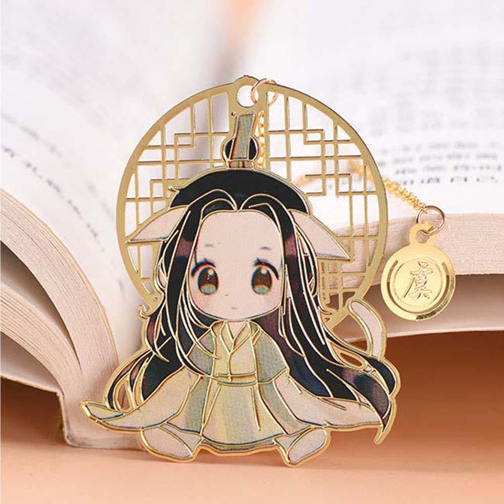 Agustina Tian Guan Ci Fu Rumbai Gaya China Xie Lian Hollow Pagination Mark Metal Penanda Buku Hua Cheng