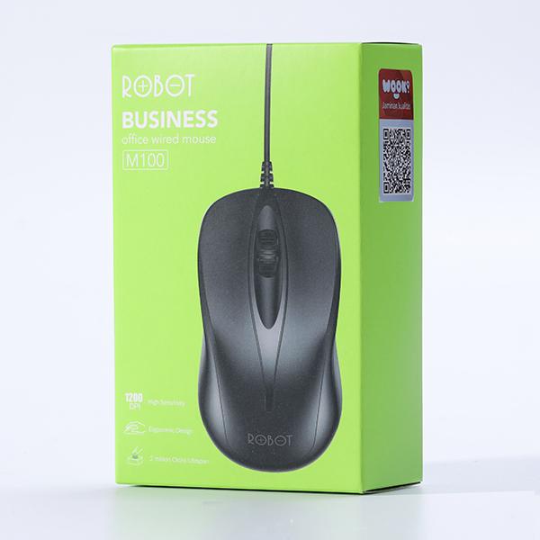 NEW Robot M100 Mouse Wired Laptop Komputer Office Mouse USB Kabel 1200 DPI Termurah (new M110 M120) - Garansi Resmi 1 Tahun