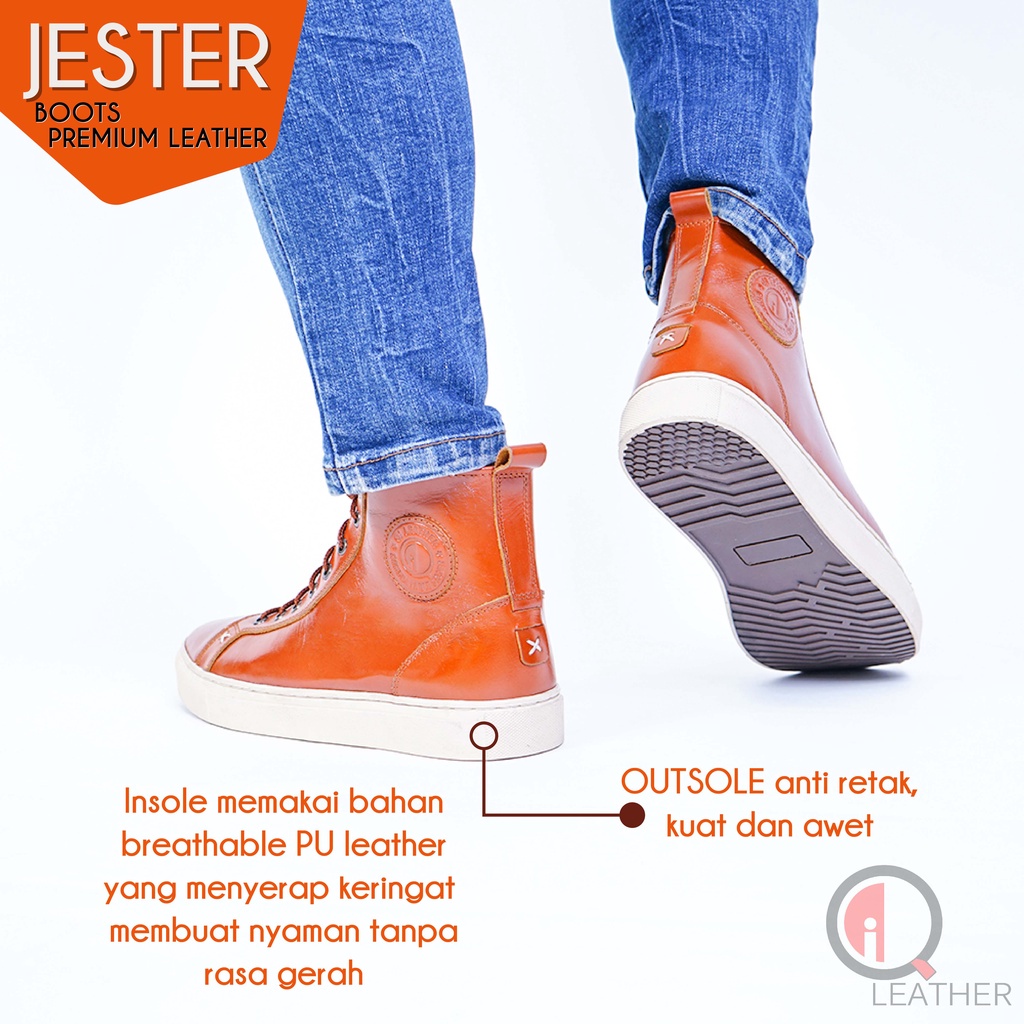 Sepatu Pria Kasual Bahan Kulit Sapi Asli Qileather SP02 Cocok Buat Main,Sekolah, Kuliah, Jalan Jalan Sedia U