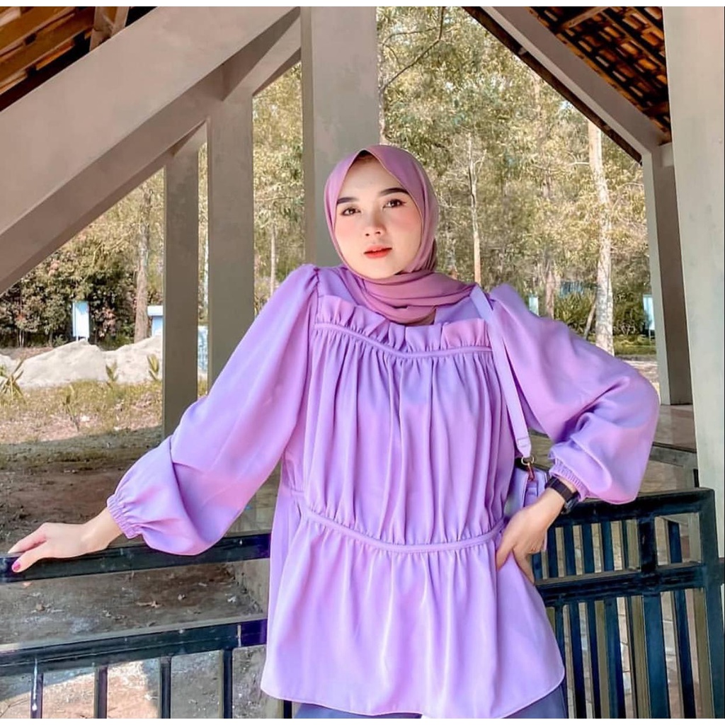 1KG MUAT 8PCS | CHILA BLOUSE TARTAN PASTEL TOP HITS SELEBGRAM FASHION OOTD WANITA MASA KINI