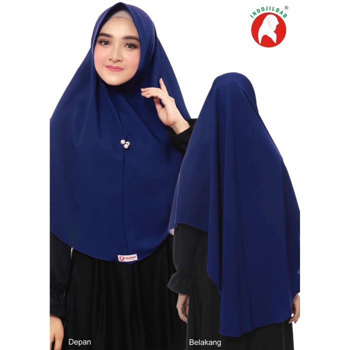Indojilbab Jilbab Kerudung Khimar Hijab Akiko Pearl Syari - Biru Elektrik
