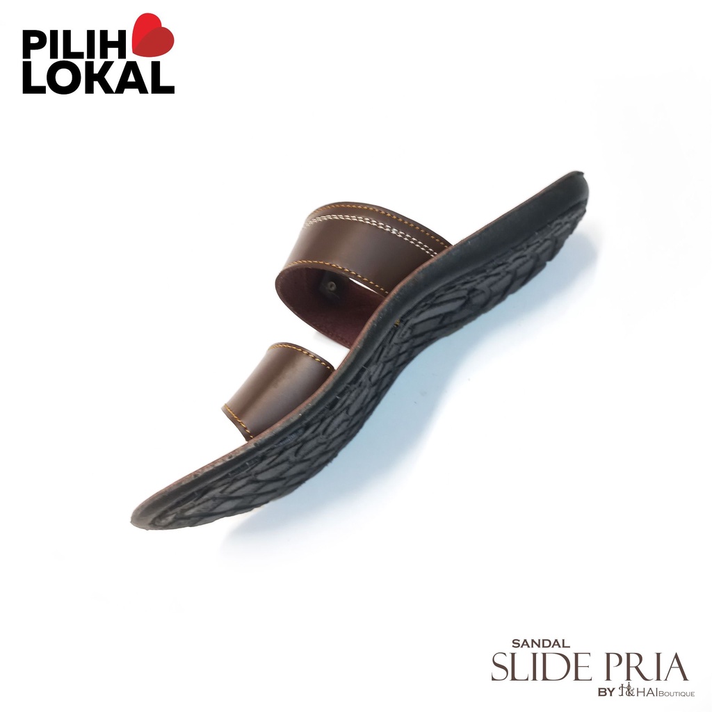 Sandal Pria Slide Kulit PU - Sandal Selop Pria Murah Keren - Sandal Casual Pria Kekinian - Sandal Pria Terbaru 2021 Sandal Cowok Kekinian - Sandal Pria Dewasa Terbaru Murah - Sandal Cowok Keren Coklat - Sandal Ban 2 Pria -  Sandal Pria Slip On Kokop Awet