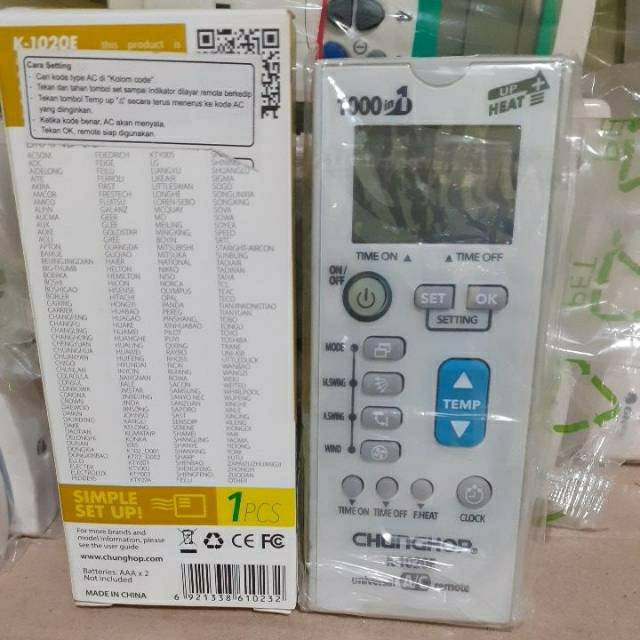 REMOTE REMOT AC MULTI UNIVERSAL CUNGHOP K1020E