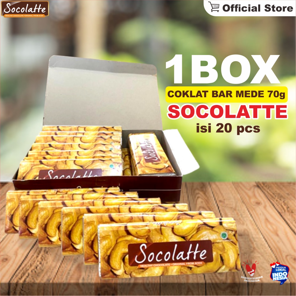 

Socolatte Aceh 1 Box Coklat Bar Mede 70g Isi 20 pcs