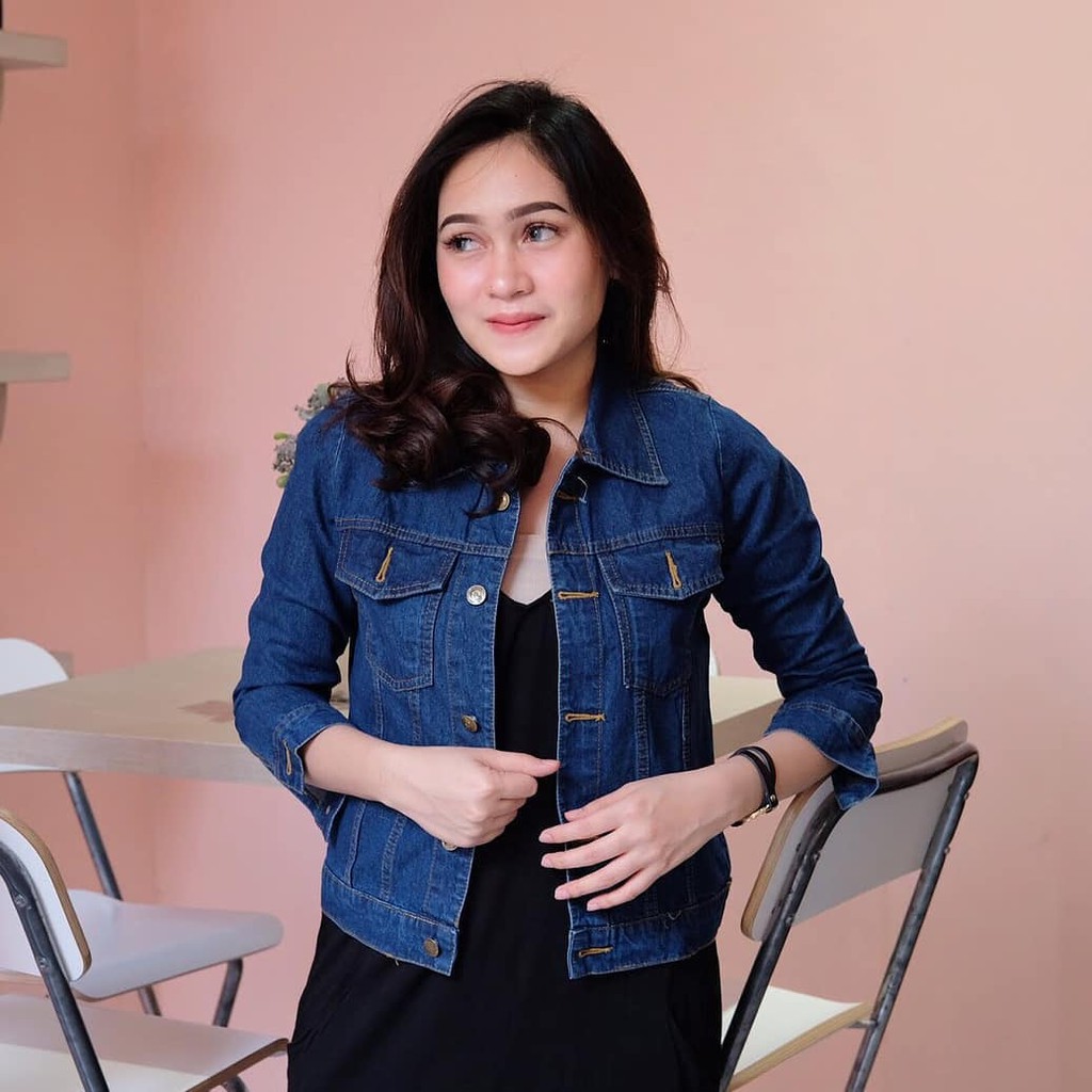 Jaket Jeans Denim Premium Wanita All Size - Jumbo Oversize - Dilan