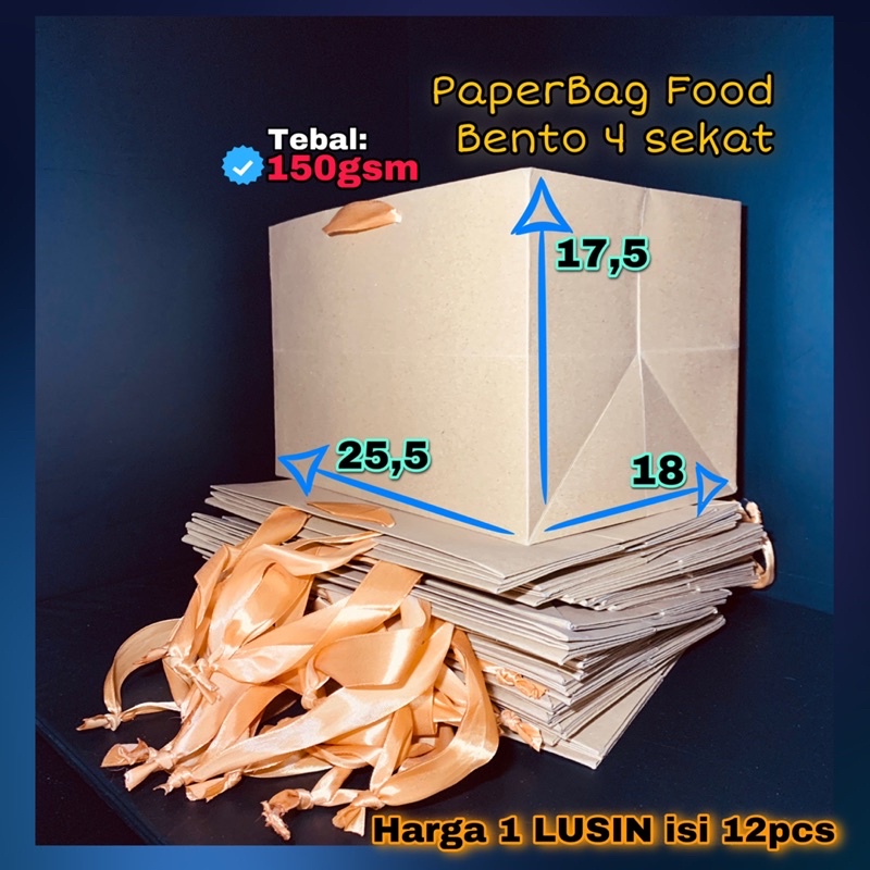 

paper bag 150g - lunch box tray makanan - PaperBag Food Bento / PER LUSIN