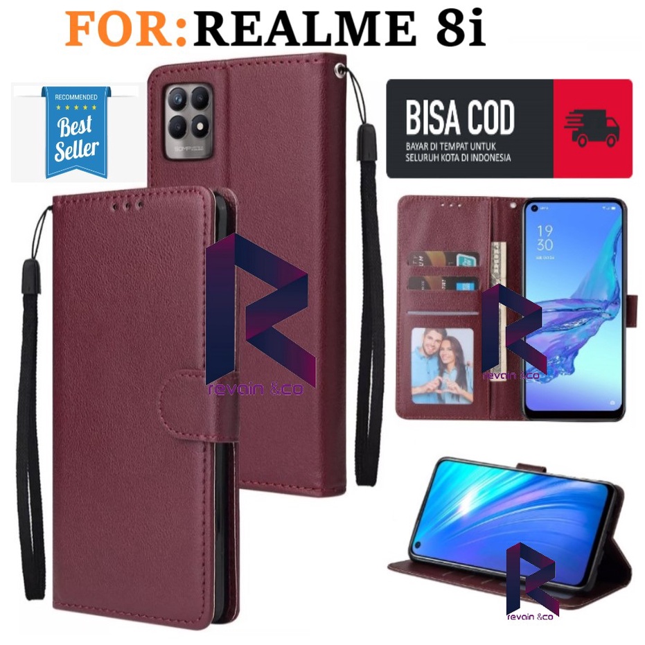 CASE REALME 8i FLIP WALLET LEATHER KULIT PREMIUM SARUNG BUKA TUTUP FLIP CASE REALME 8i