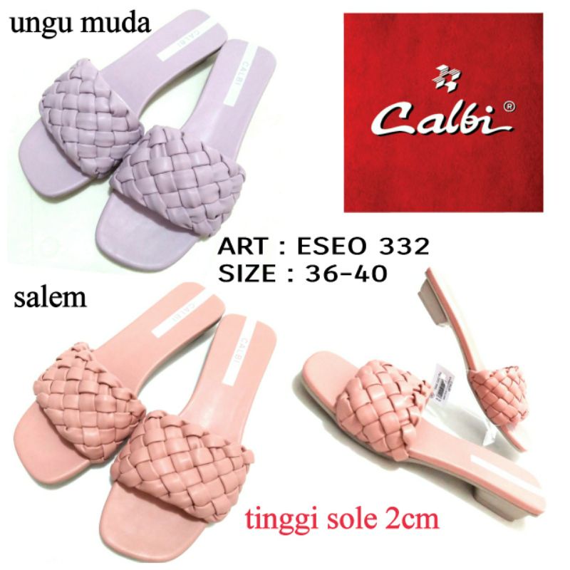 TERBARU SANDAL SLIP WANITA SANDAL KASUAL ORIGINAL CALBI ESEO  332 WARNA SALEM DAN UNGU SIZE 36-40