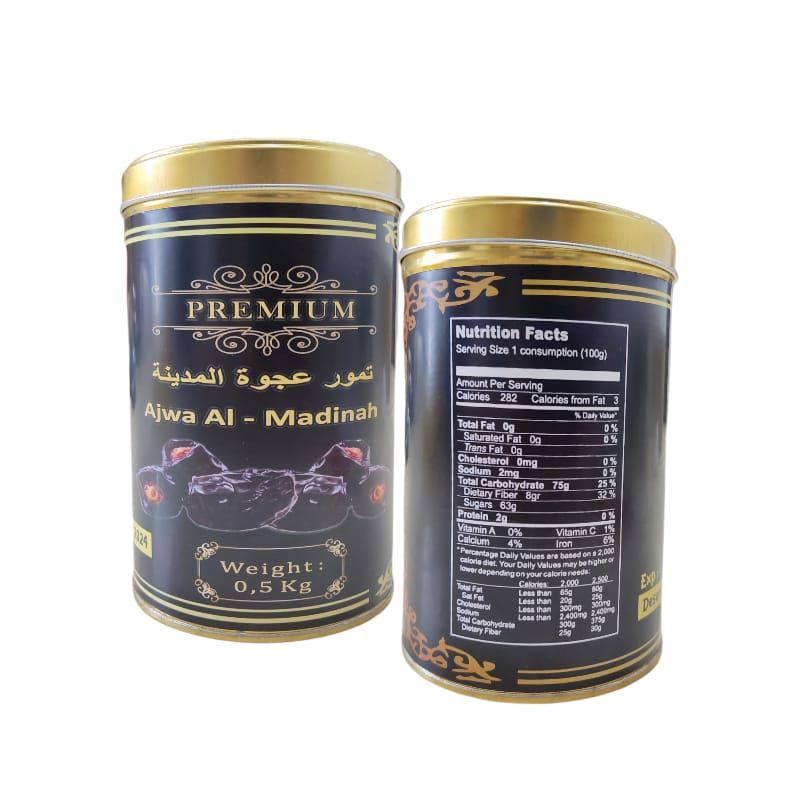 Kurma Nabi//Ajwa Madinah Kemasan Kaleng Premium 500gr