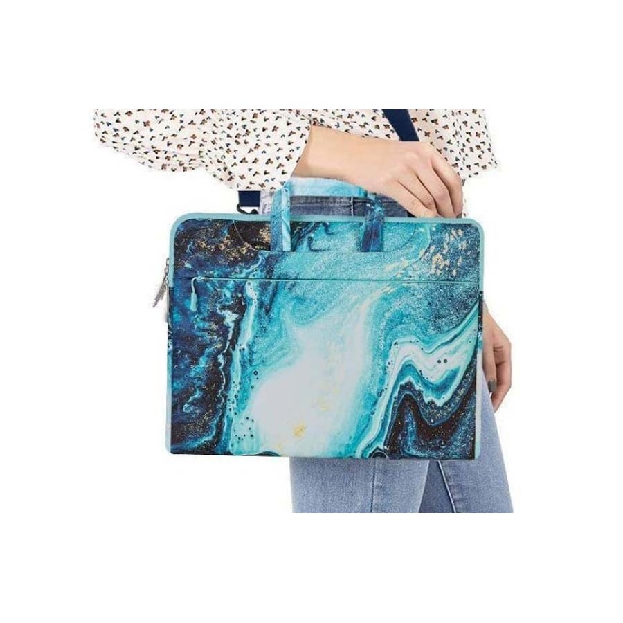 Tas Laptop Selempang Mosiso Shoulder Strap Blue Watercolor 13 14 15 16 inch
