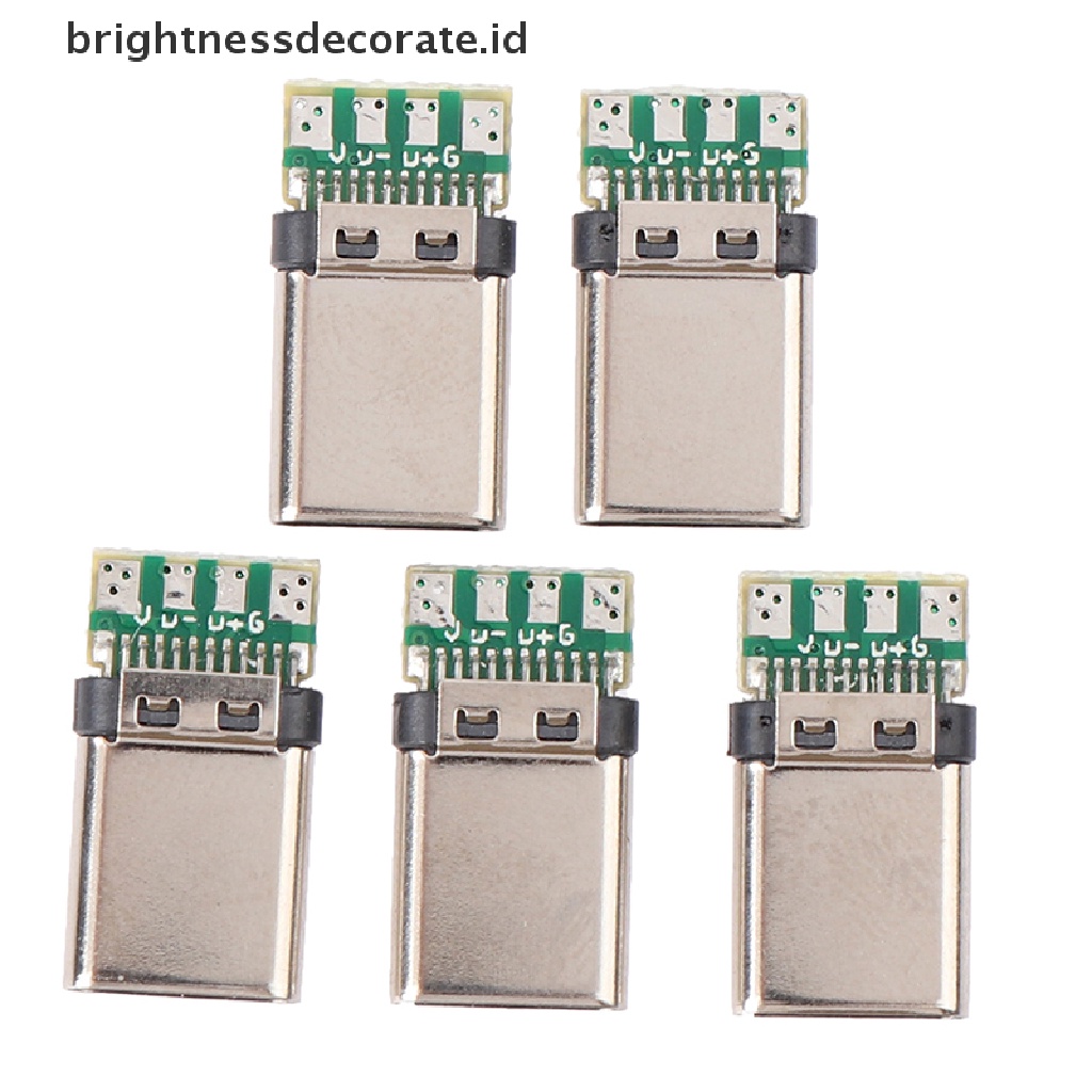 5 Pcs Konektor Soket USB 3.1 Tipe C Male Solder Plug Untuk PC Board