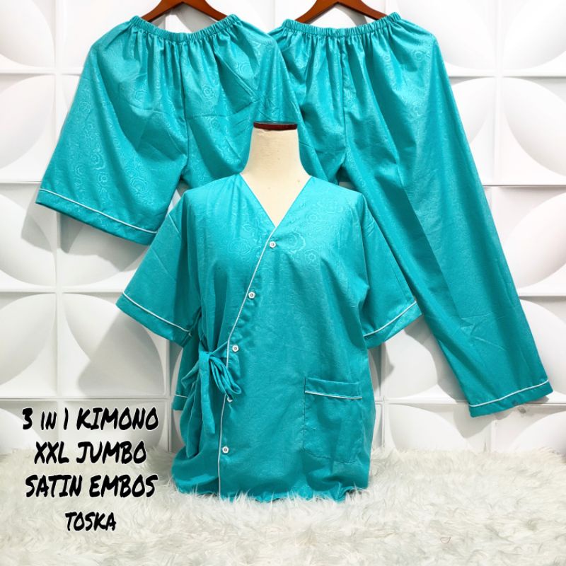 PIYAMA KIMONO 3IN1 XXL JUMBO SATIN EMBOS