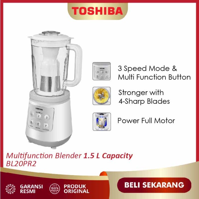 TOSHIBA Blender Plastik 1,5 Liter 4 in 1 Model BL-20PR2