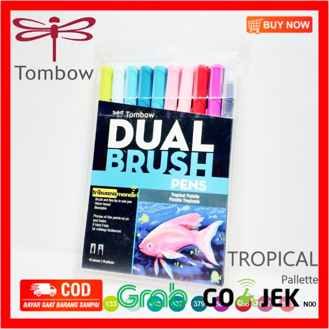 

(BISA COD) TROPICAL PALLETTE Tombow Dual Brush Pen Set 10 Colors