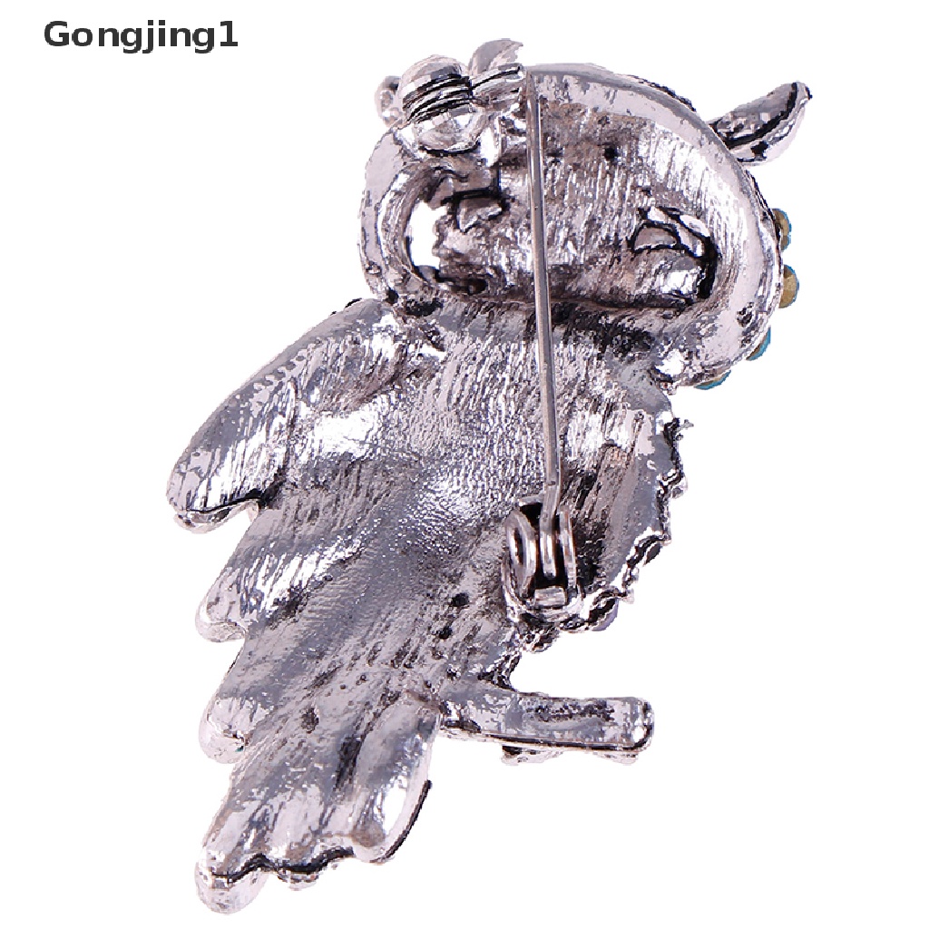 Gongjing1 Bros Bentuk Burung Hantu Bahan Zinc Alloy Aksen Berlian Imitasi Untuk Wanita