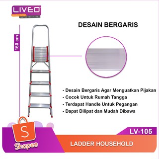 LIVEO Tangg Lipat Household Ladder 5 Step LV-105 | Shopee Indonesia