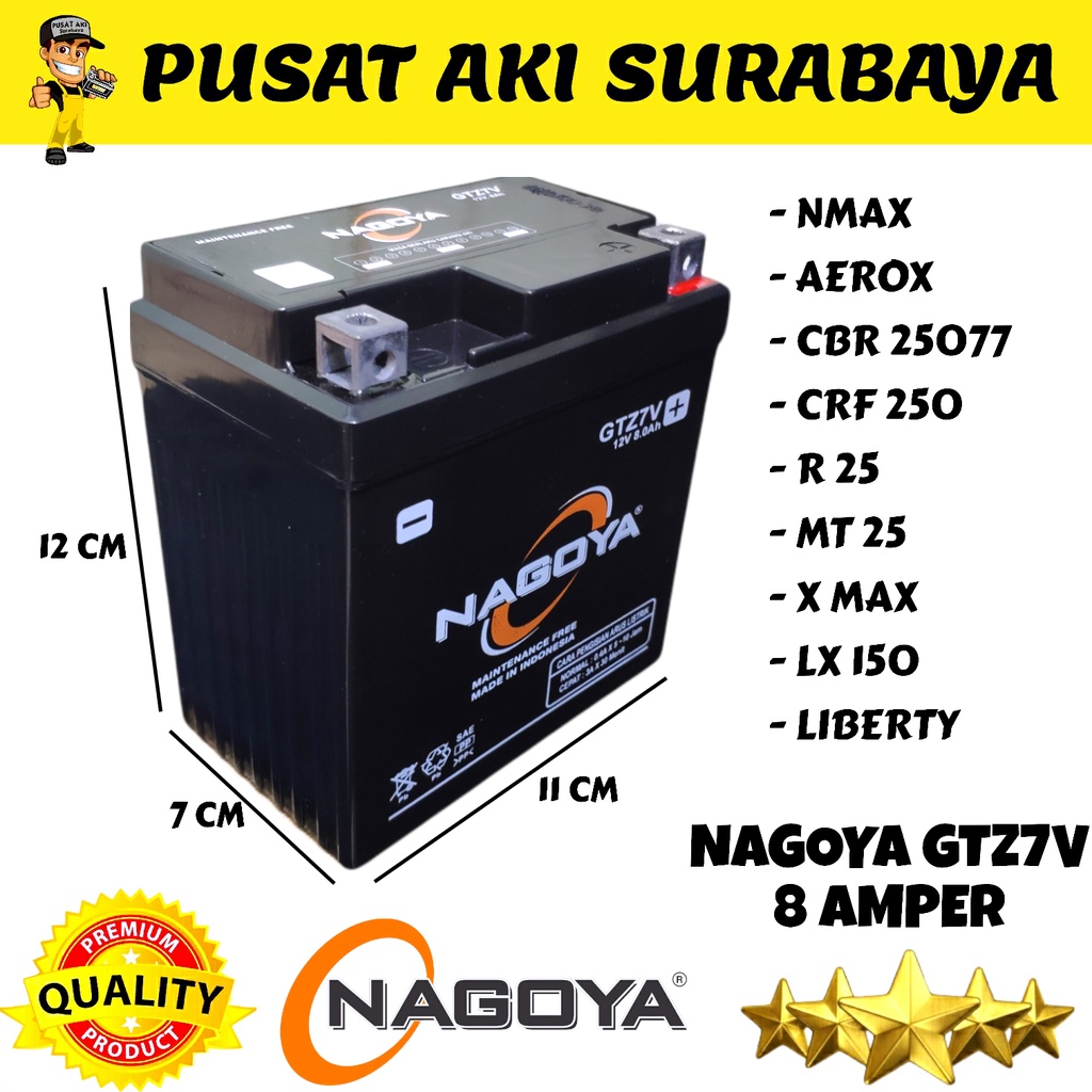 ORIGINAL AKI MOTOBATT MTZ7V NAGOYA GTZ7V GEL ACCU KERING MOTOR LEXI NMAX AEROX CBR 250 ADV GTZ7V MTZ7V