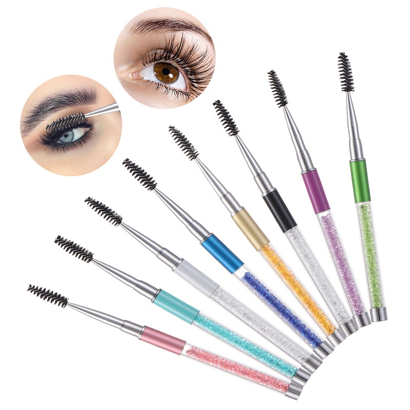 1pc Brush Aplikator Maskara Gagang Berlian Imitasi Berkilau Untuk Makeup / Kosmetik Wanita
