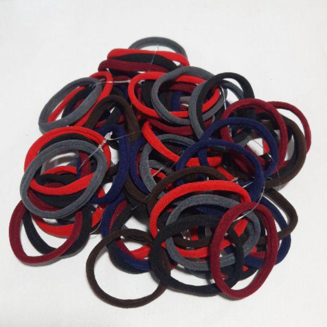 IKAT RAMBUT isi 72pcs KUNCIR ELASTIS RING 5CM WARNA GROSIR-Hitam campur