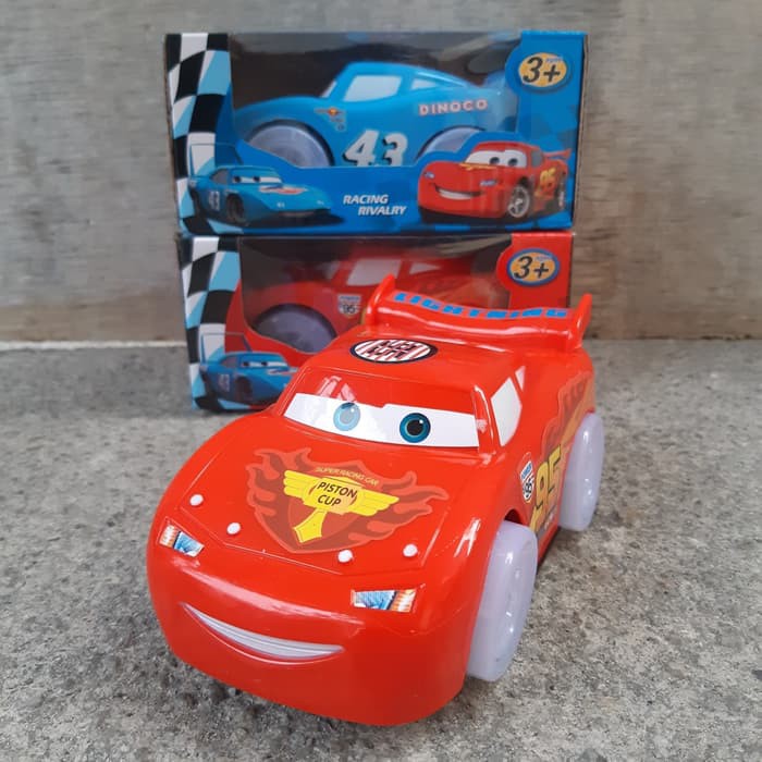 Mainan Mobil Cars Lighting McQueen Bump Go Baterai Anak Batre Edukatif