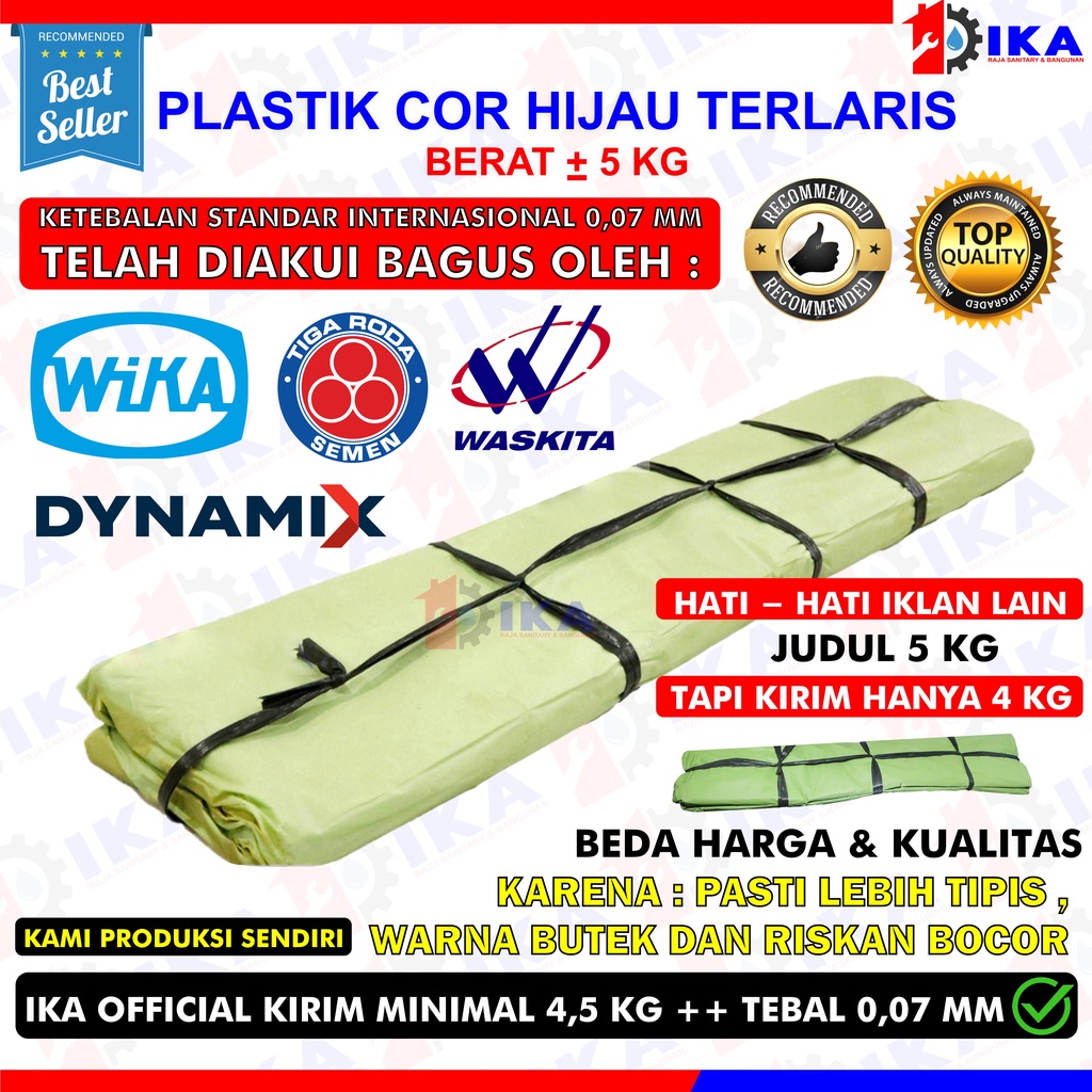 PLASTIK COR HIJAU BUTEK - + 5 KILOGRAM TERMURAH TEBAL / SARUNG PENUTUP