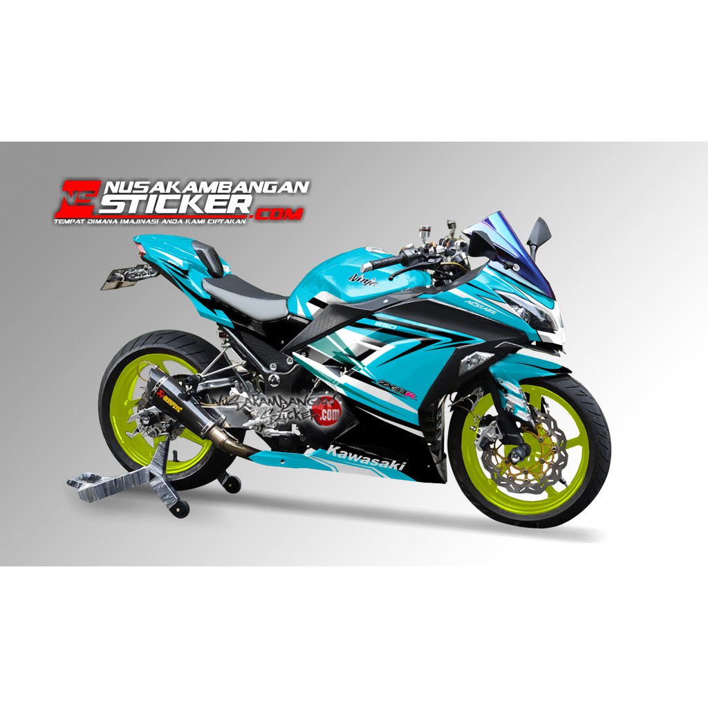 Decal Stiker Motor Ninja 250 fi Full Body Racing Team Hijau Toska Mayor Sticker Custom Variasi Karak