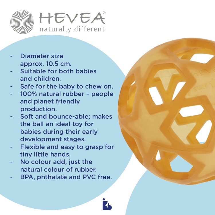 Hevea Natural Rubber Star Ball | Gigitan Bayi | Mainan Kunyah Gigi