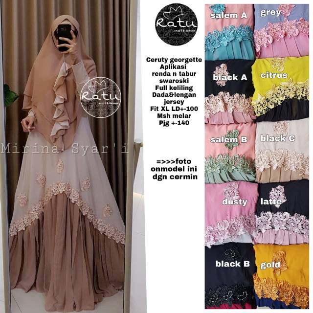 RHS ~ mirina syari gamis pesta syari premium jumbo ori solo by ratu hijab
