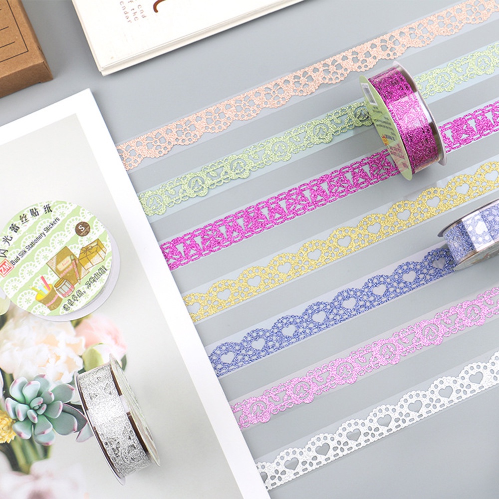 1 Roll Pita Renda Glitter Warna Emas Untuk Dekorasi Scrapbook