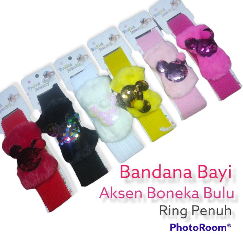 Bandana Bayi Aksen Boneka, PITA Bulu