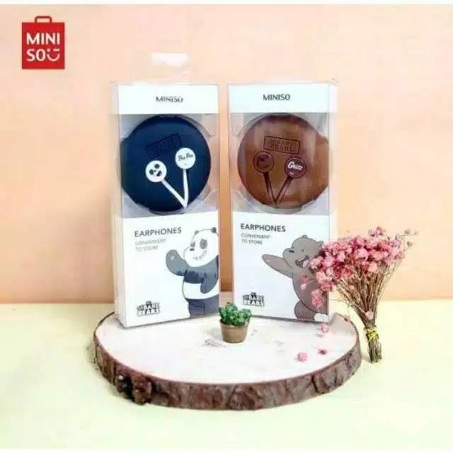 Miniso We Bare Bears Earphone with case