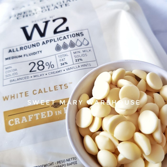

Callebaut W2 WHITE 1kg Chocolate Couverture 28 Coklat Putih Coin