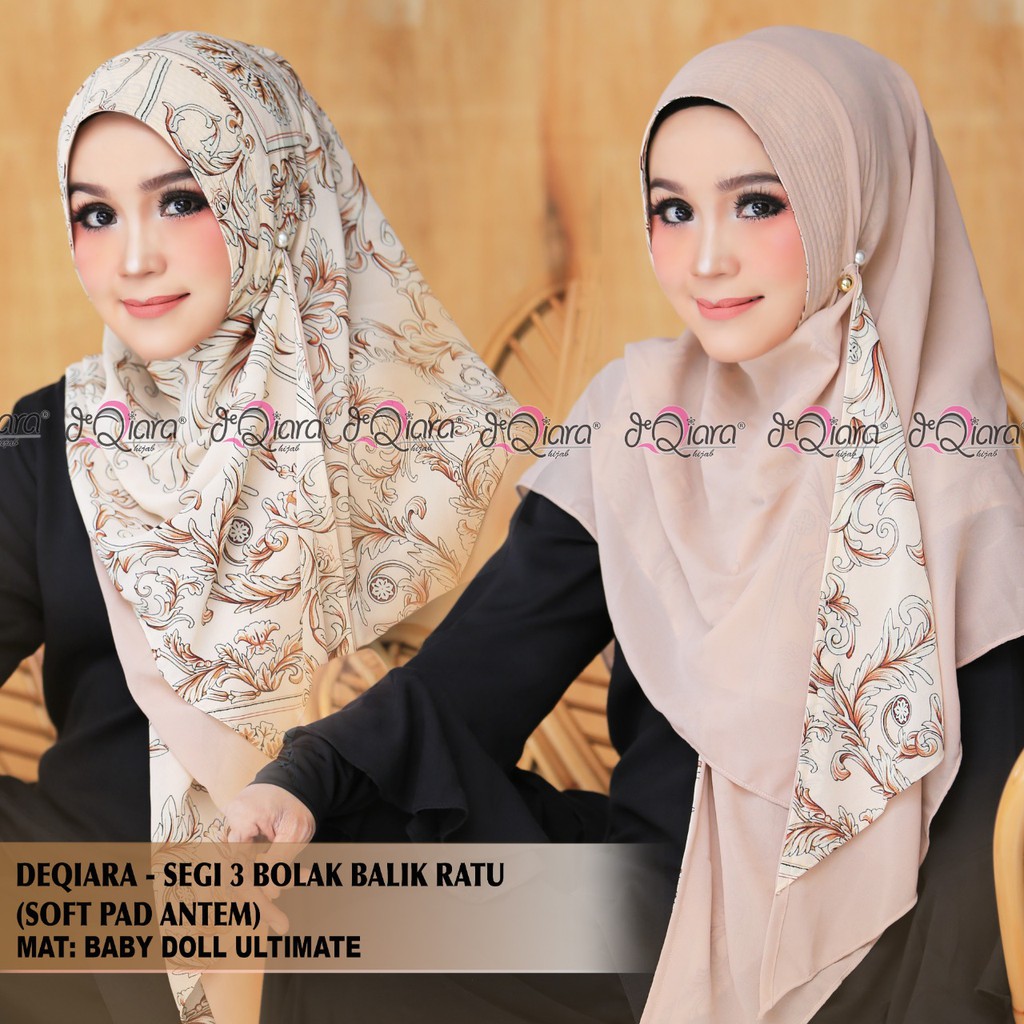 Jilbab Instan Segitiga Bobal Ratu Bolak Balik Soft Pad Ori Deqiara ...