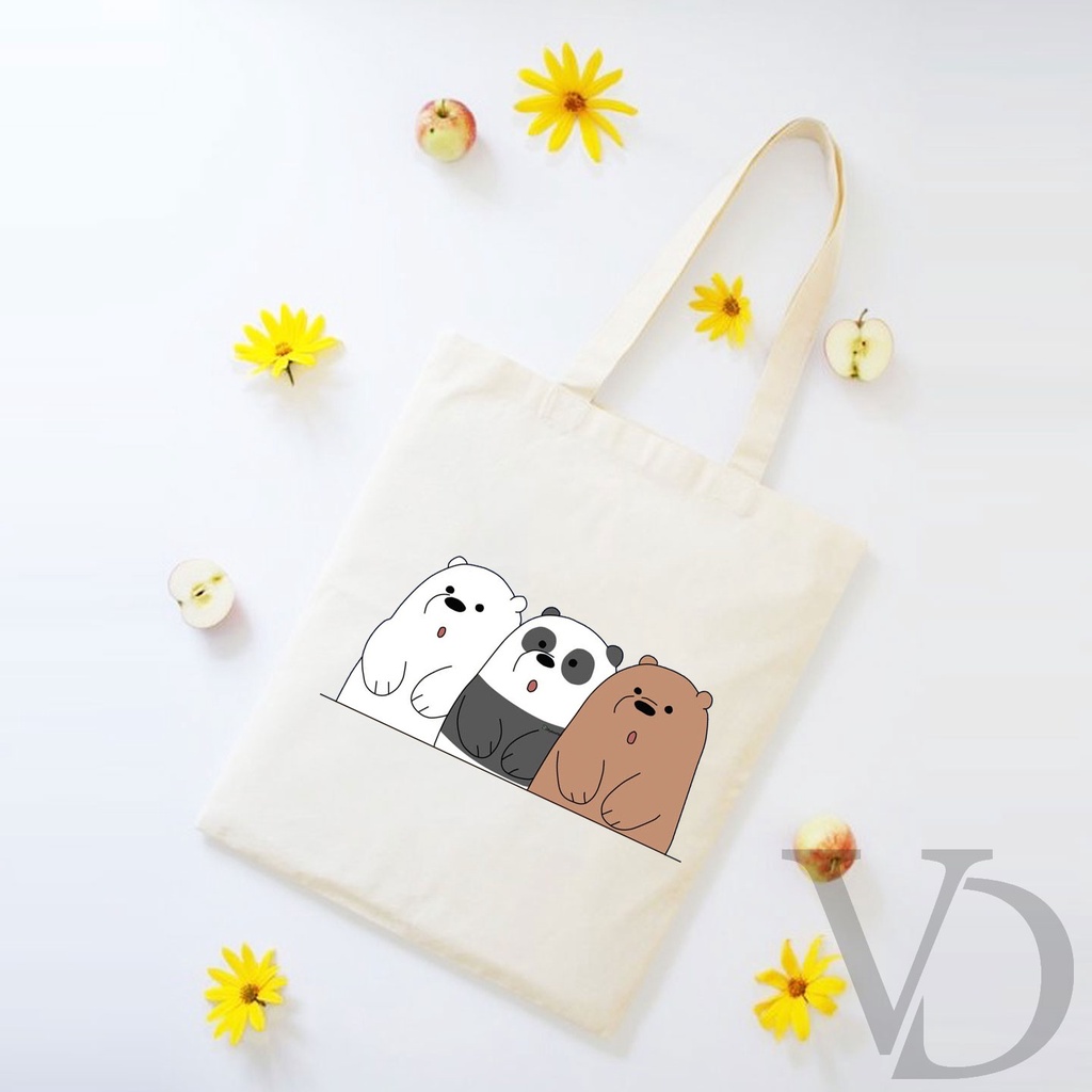 TOTE BAG BAHAN KANVAS lucu TOTE BAG / TAS BELANJA MOTIF KOREA