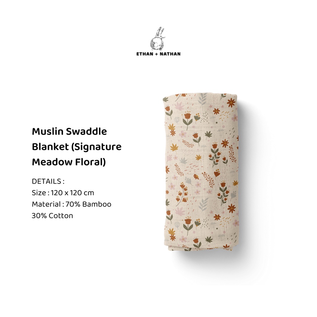 Ethan + Nathan Baby Swaddle Blanket / Bedong Bayi Signature Collection - Meadow Floral