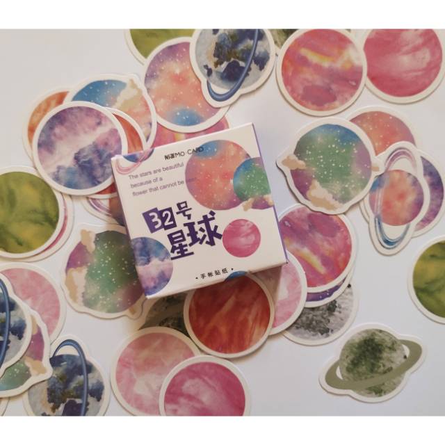 

Stiker lucu 45 pcs bntuk planet untuk hiasan scrapbook notebook dll