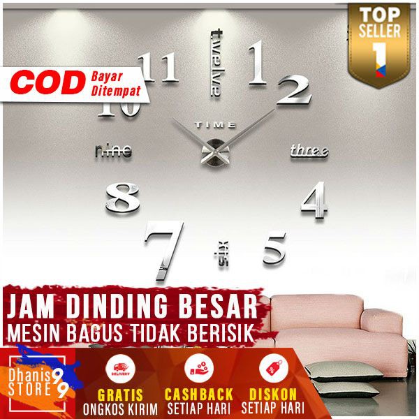 Taffware JD 20 Jam Dinding Besar DIY Giant Clock Quartz 80-130cm Dekorasi Ruangan Rumah Menarik Unik