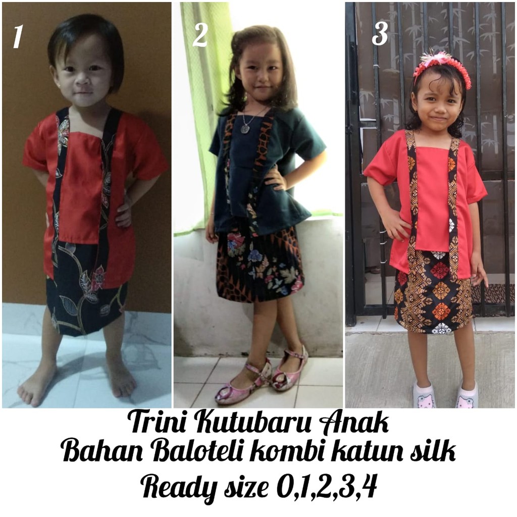 SB Collection Stelan Kebaya Galfin Kartini KutuBaru Dan Rok Midi Batik Anak Perempuan