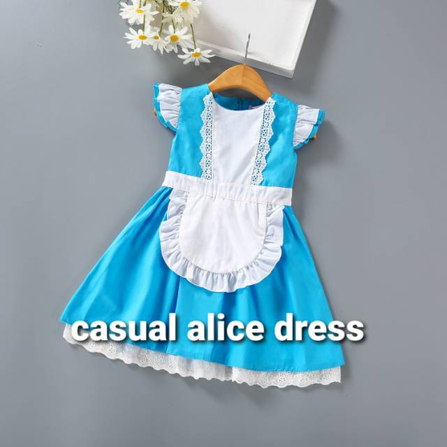 DRESS CASUAL ANAK ALICE / KOSTUM ANAK IMPORT / DRESS BIRU ANAK PEREMPUAN BAHAN TEBAL BAGUS