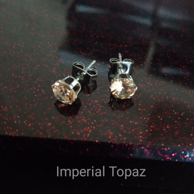 Anting Wanita-Pria Mata Satu TOPAZ Color.-Imperial Topaz