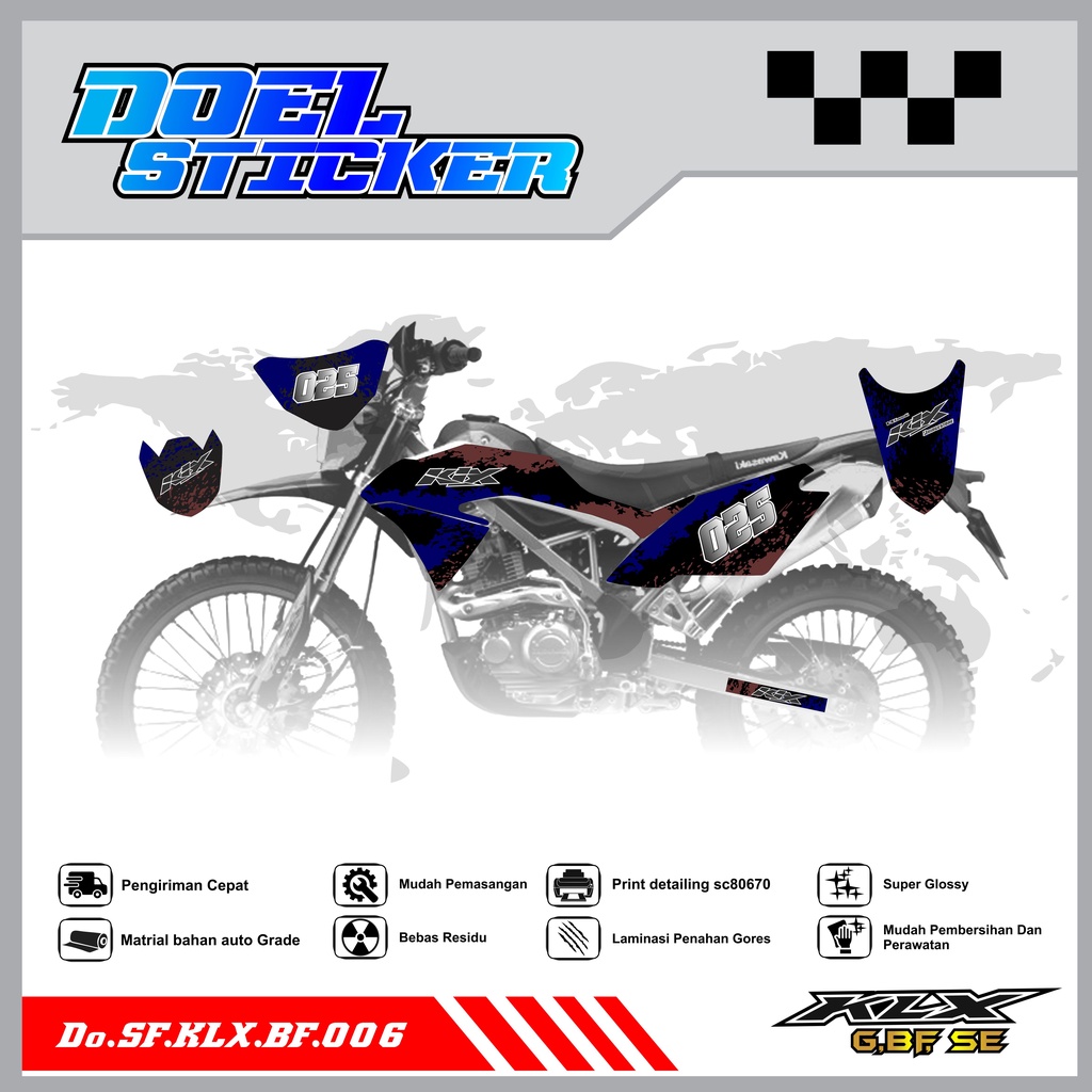 Sticker Striping Honda KLX 150 G , BF , SE Lama List Variasi Hologram , Crome Doel 006