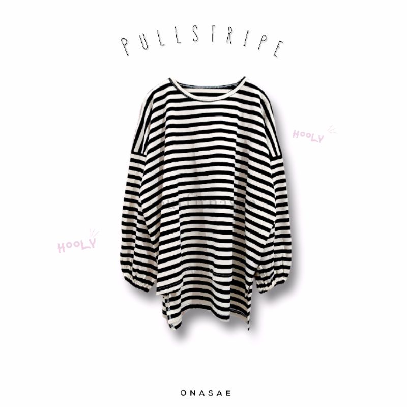 ONASAE Pullstripe Blouse Oversized Stripe Horizontal Blouse Garis Garis