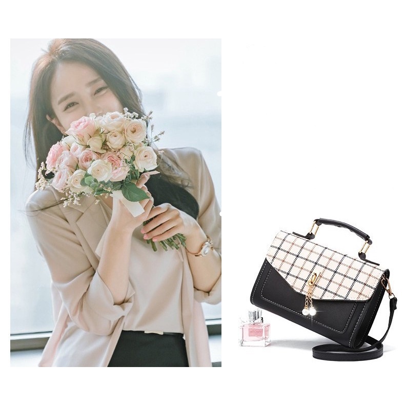 TAS SELEMPANG WANITA IMPORT MURAH SLING BAG KEKINIAN KULIT HITAM ANGEA TA346B5 KOREA FASHION BATAM