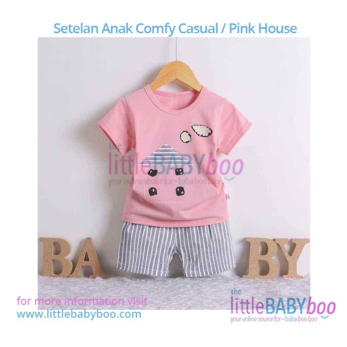 Setelan Anak Comfy Casual / Pink House