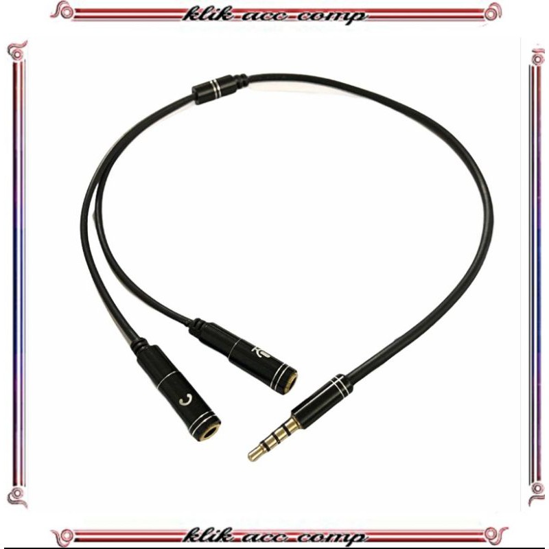 kabel jack Audio Splitter Connecter 3.5MM Earphone Jack 1 Male to 2 Female