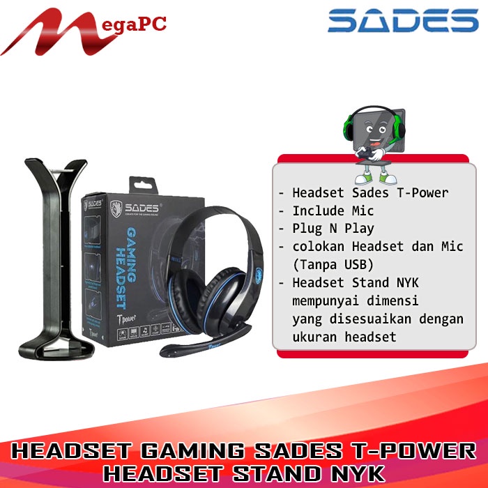 Headset Gaming Sades T-Power Baru + Headset Stand NYK