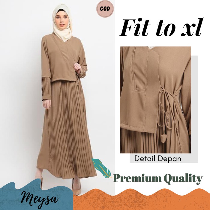 Gamis Moscrepe Elegan Plisket Dres Plisket Gamis Turkey Baju Muslimah MK83 Gamis Casual Lebaran