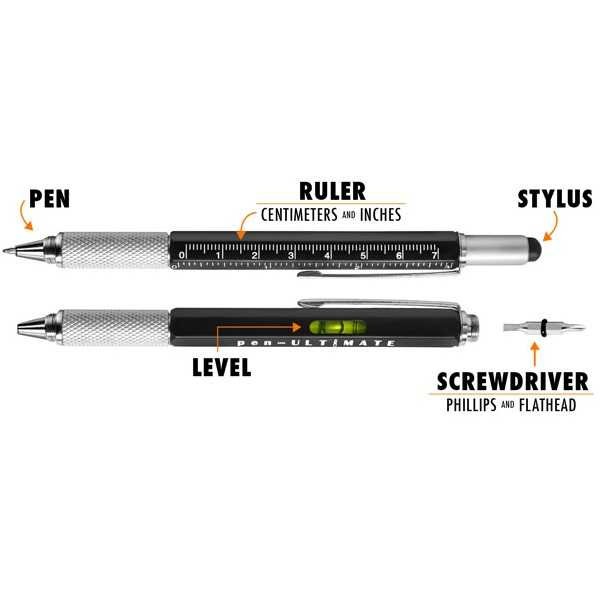 Terbaru ! Pena Multifungsi Metal Stylus + Penggaris + Level + Obeng - MYC65